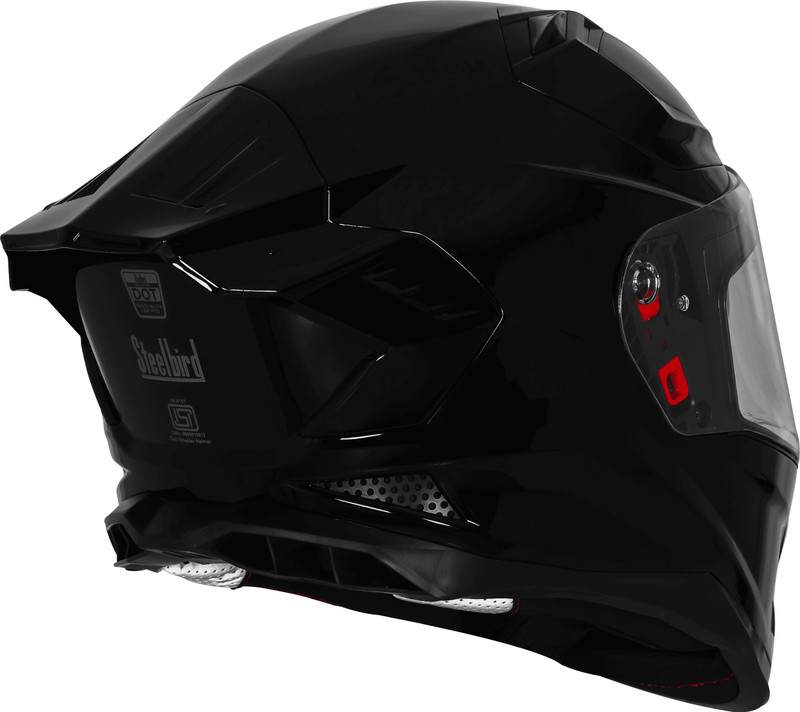 Steelbird Air SBH-61 ISS SXE Glossy Black Full Face TPE EDITION With Extra Visor 620mm X-Large Motorsports Helmet(Black)