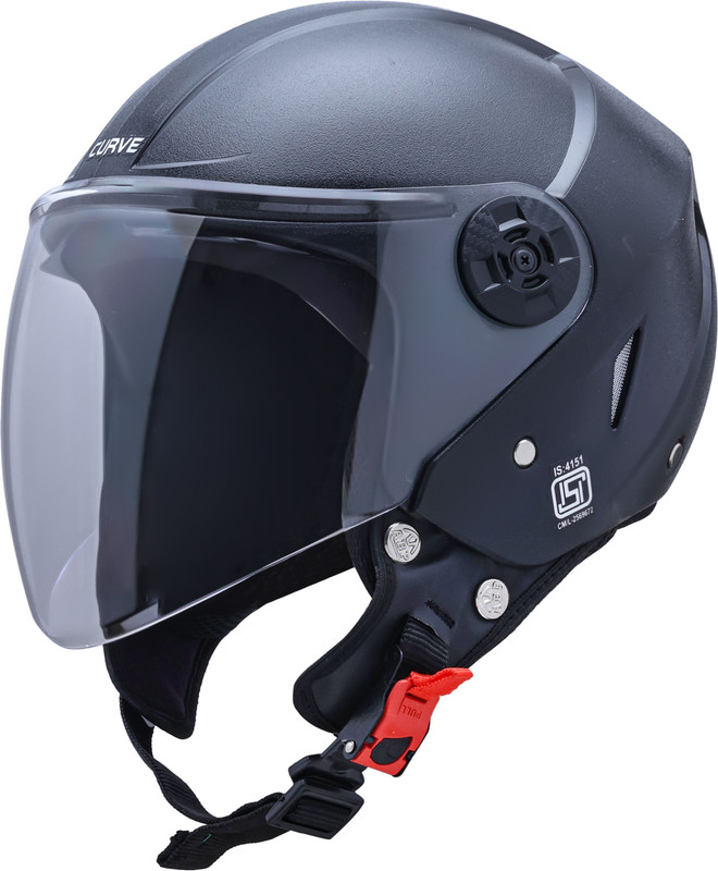 ABP CURVE ISI Certified Open Face Helmet For Men and Women | Natural Finish | Motorbike Helmet(Black)