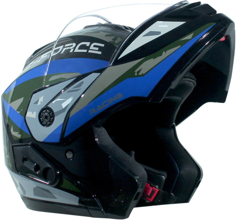 GSB G- FORCE BLACK (BLUE) STICKER FLIPUP HELMET Motorbike Helmet(Blue)