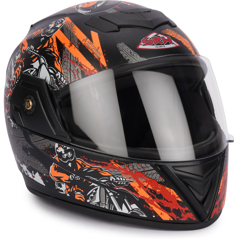 ISI Approved Full Face Motorcycle Helmet Orange