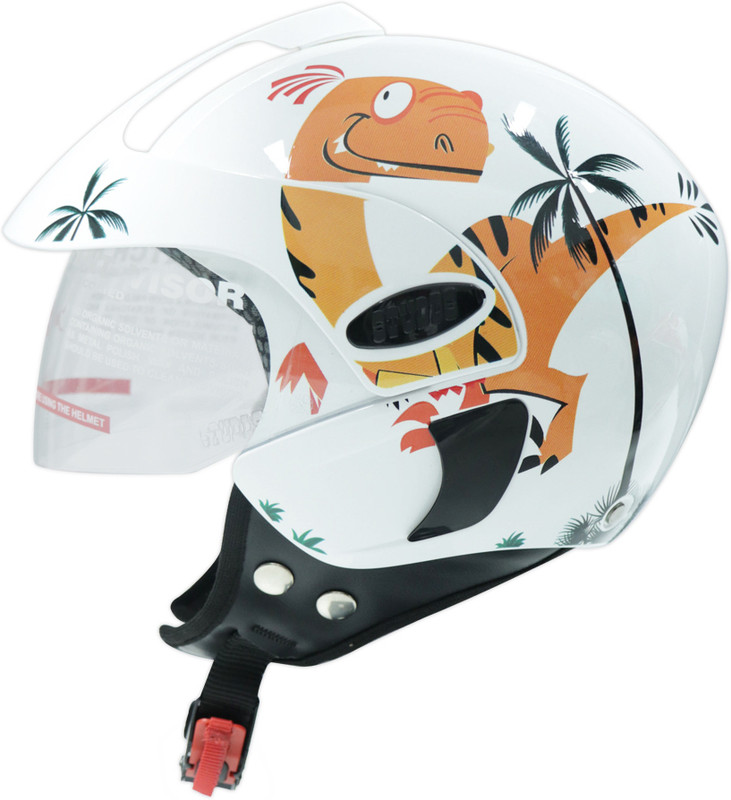 TVS Kids Dino Adventure HF Motorbike Helmet(White Yellow)