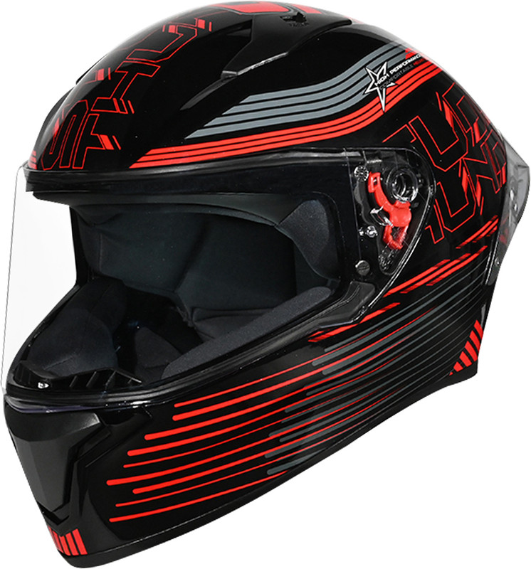 STUDDS Thunder D11 ISI Certified Full Face Graphic with Clear Visor Motorbike Helmet(BLACK N2)