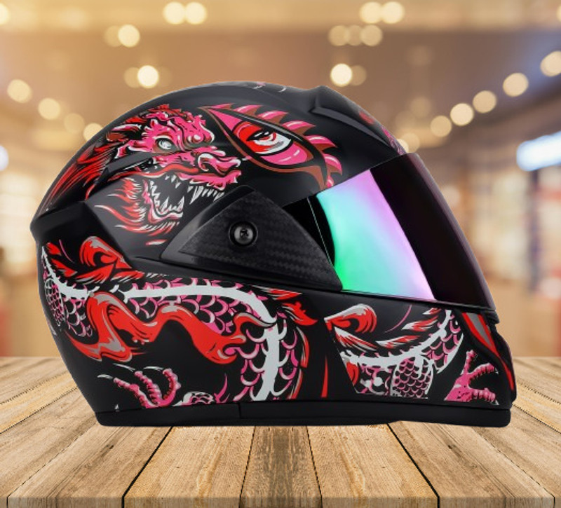 Urban Carrier Rainbow Visor Helmet – UV Scratch Resistant Motorbike Helmet (Pink)