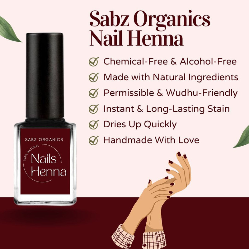 SABZ ORGANICS Nail Heena Mehendi Dark Maroon Wudu Friendly Natural Mehendi(Pack of 1)