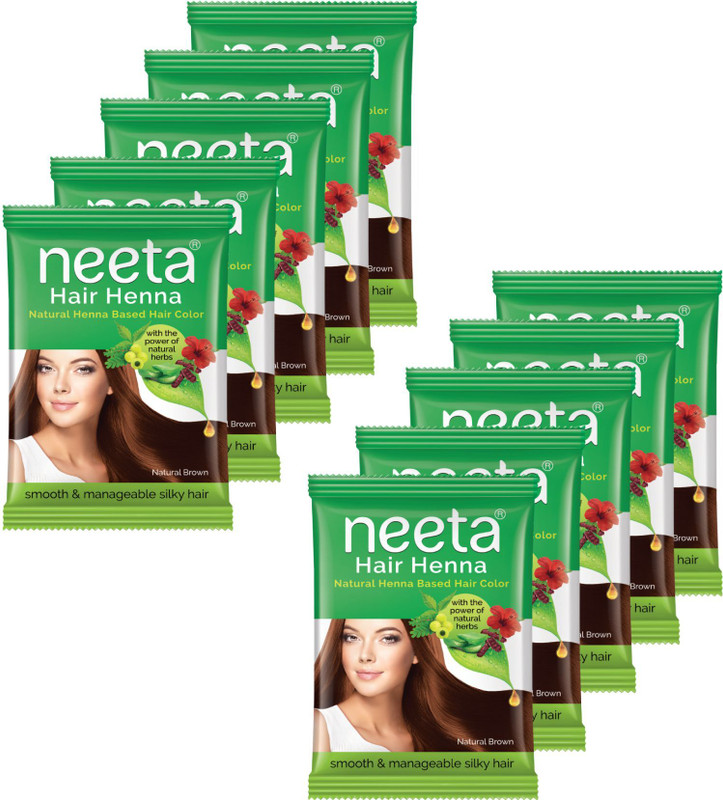 Neeta Natural Herbal Henna powder for hair with 5 herbs 15 g (Pack Of 10)(150 g)