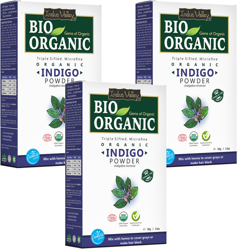 Indus Valley Bio Organic Indigo Powder Henna, Indigofera Tinctoria For Hair Color & Hair Care(200 g)