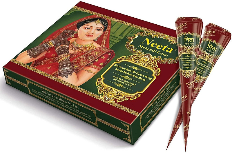 Neeta Mehendi Cone Henna temporary tattoo (Pack of 12 Pcs)(240 g)