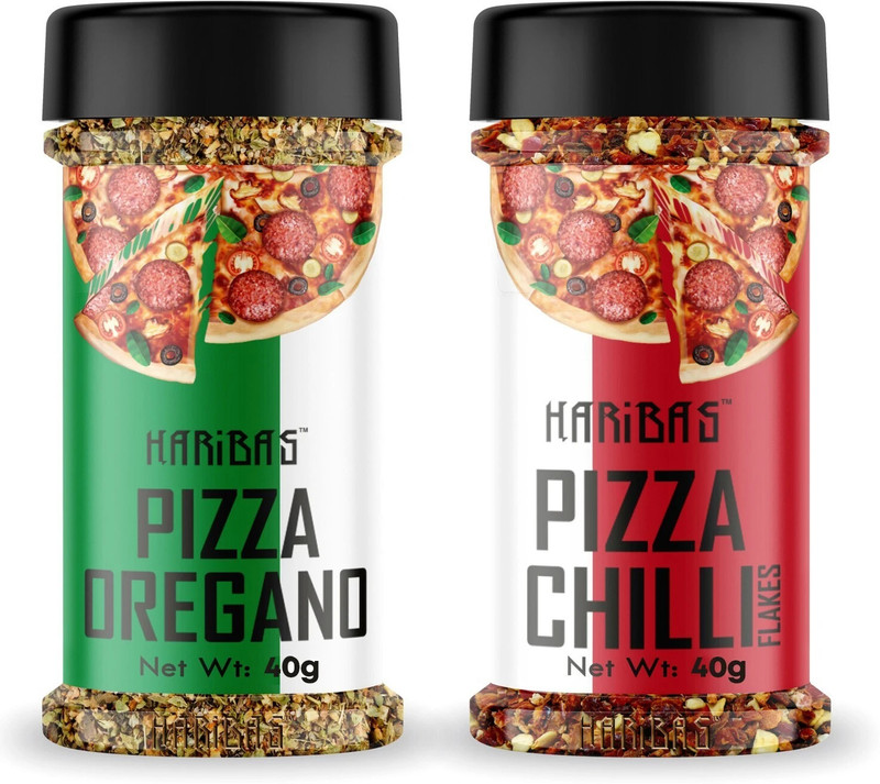 HARIBAS Combo Chilli Flakes and Oregano Powder, Pizza Dominos Seasonings(80 g)