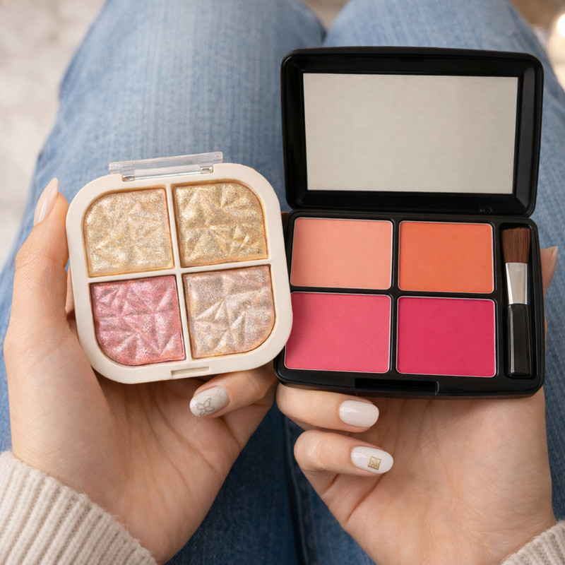 Valhalla 6 Color Shimmer Highlighter Palette with Makeup Brush | 4in1 blusher for women Highlighter(30 g, multicolor)