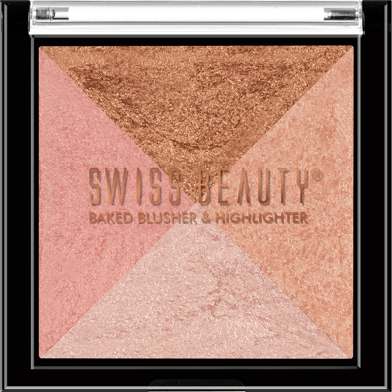 SWISS BEAUTY Baked Shimmer Blusher And Highlighter Palette For Face Makeup Highlighter(7 g, Multicolor-1)