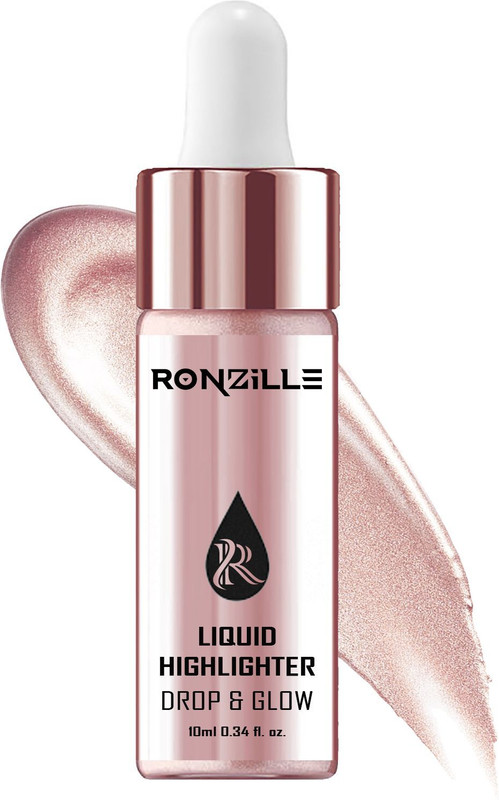 RONZILLE Drop & Glow Liquid Highlighter For Face Makeup Illuminating With Dewy Finish Highlighter(10 ml, Rose Gold)