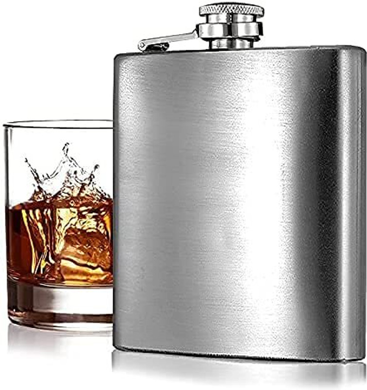 HIVVO Stainless Steel Hip Flask with Silver Design Liquor Flask stainless steel Hip Flask(230 ml)