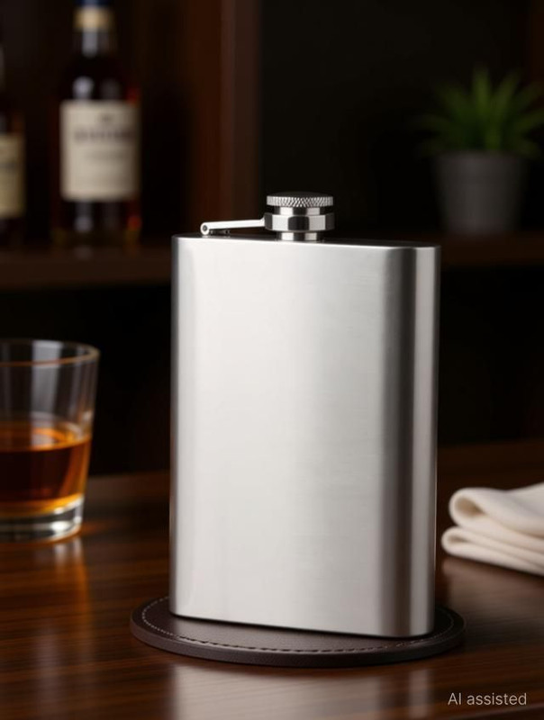 Birud Hip Flask 10 Oz Design Engraved Alcoholic Beverage Holder Wine Whiskey Drinks Bottle (295 ml) Stainless Steel Hip Flask(295 ml)