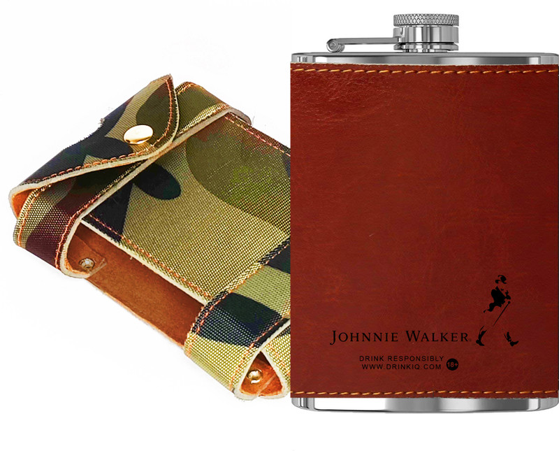 Budwill ™# Cover 1210 JW Brown Flask Leak Proof Stainless Steel 8oZ Liquor Storage Stainless Steel Hip Flask(235 ml)