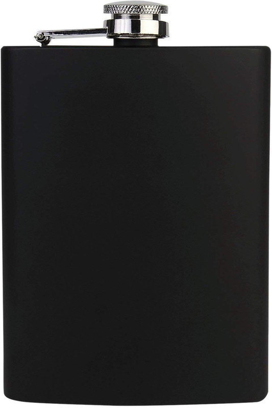 FLIPXEN Hip Flask for Liquor Black Thin Flasks with Silver Cap 8oz Leakproof Stainless Steel Hip Flask(235 ml)