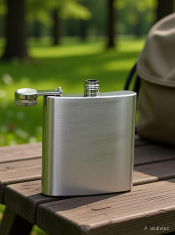 MOSHTU 8 Oz Leak Proof 18/8 Stainless Steel Pocket Hip Flask for Discrete Shot Drinking of Alcohol, Whiskey, Rum and Vodka, Gift for Men STAINLESS STEEL Hip Flask(236 ml)