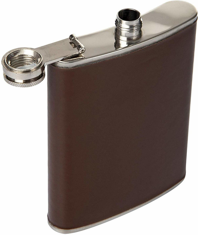 FLIPXEN Leather Wrapped Stainless Steel Liquor Flask or Wine Whiskey Stainless Steel, Leather Hip Flask(236 ml)