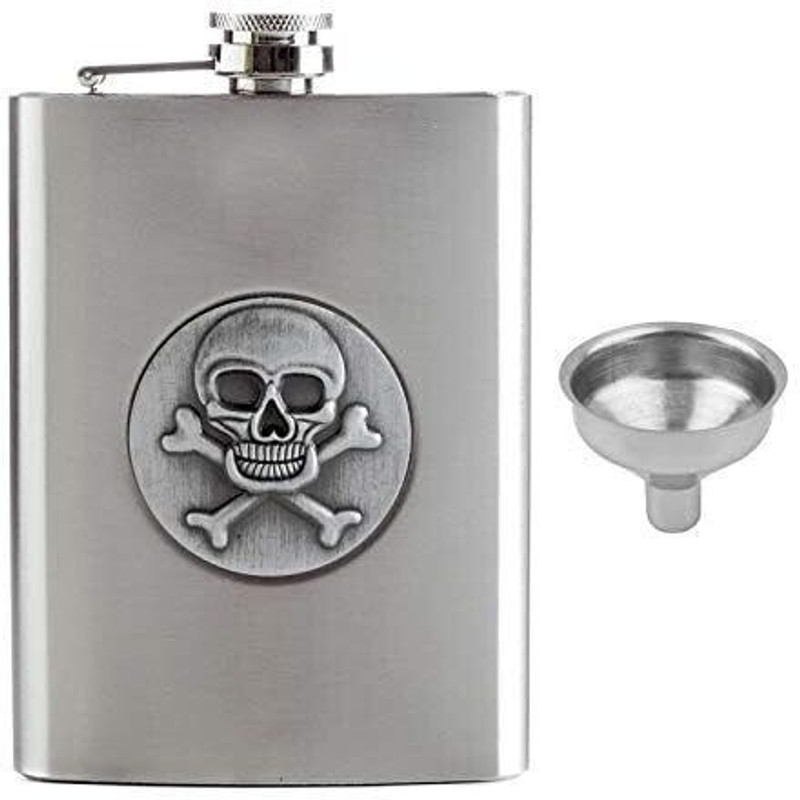 4MYL Stainless Steel Hip Flask with Skull Design Alcoholic Drink Holder Pocket Bottle Stainless Steel Hip Flask(236 ml)