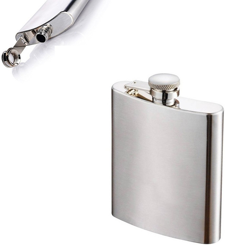 Wanzhow Easy sip Liquor Hip Flask Wine Pocket Container Alcoholic Drinks Whiskey Stainless steel Hip Flask(177 ml)