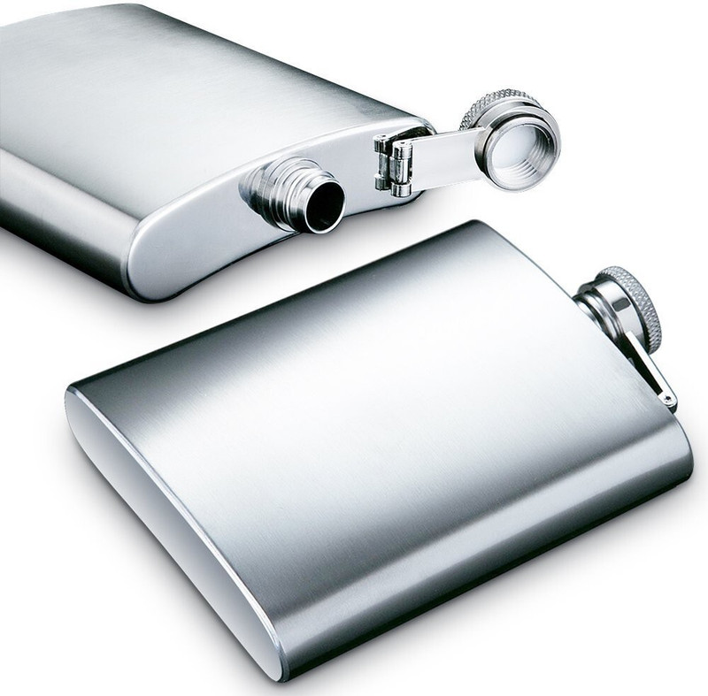 Protos India.Net Pack of 2 Stainless Steel Hip Flask Alcoholic Container Steel Flask Hip Flask(210 ml)