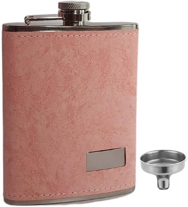 ShopFusion HIP-FLASK-PINK-LEATHER-FUNNEL Stainless Steel Hip Flask(236 ml)