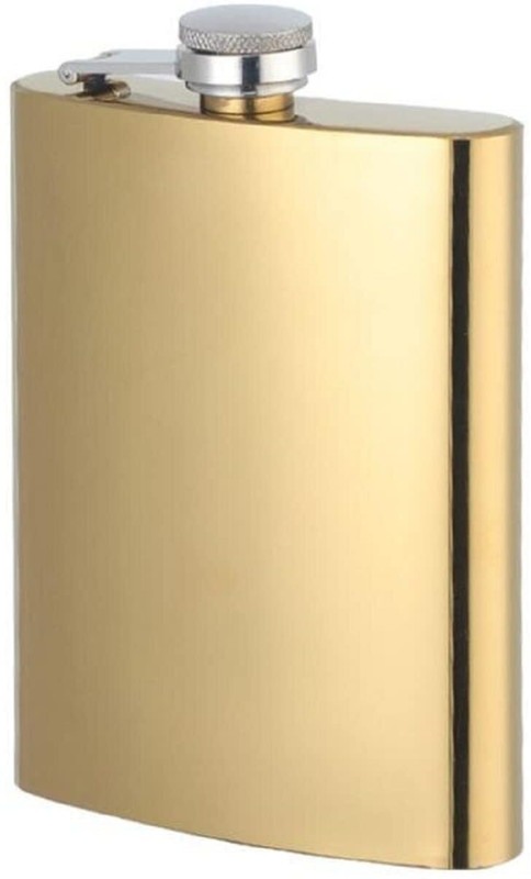 Augen Hip Flask Stainless Steel Leak Proof Gold 8oz Liquor Pocket Alcoholic Holder Hip Flask(230 ml)