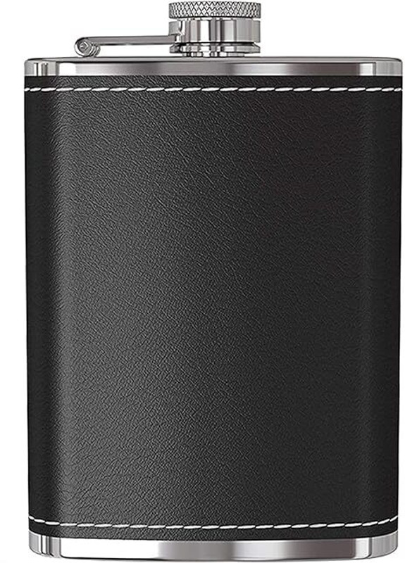 HIVVO Pocket Hip Flask, Silver, Wine Whiskey, Alcohol Drinks Flask 07 oz Stainless Steel Hip Flask(100 ml)