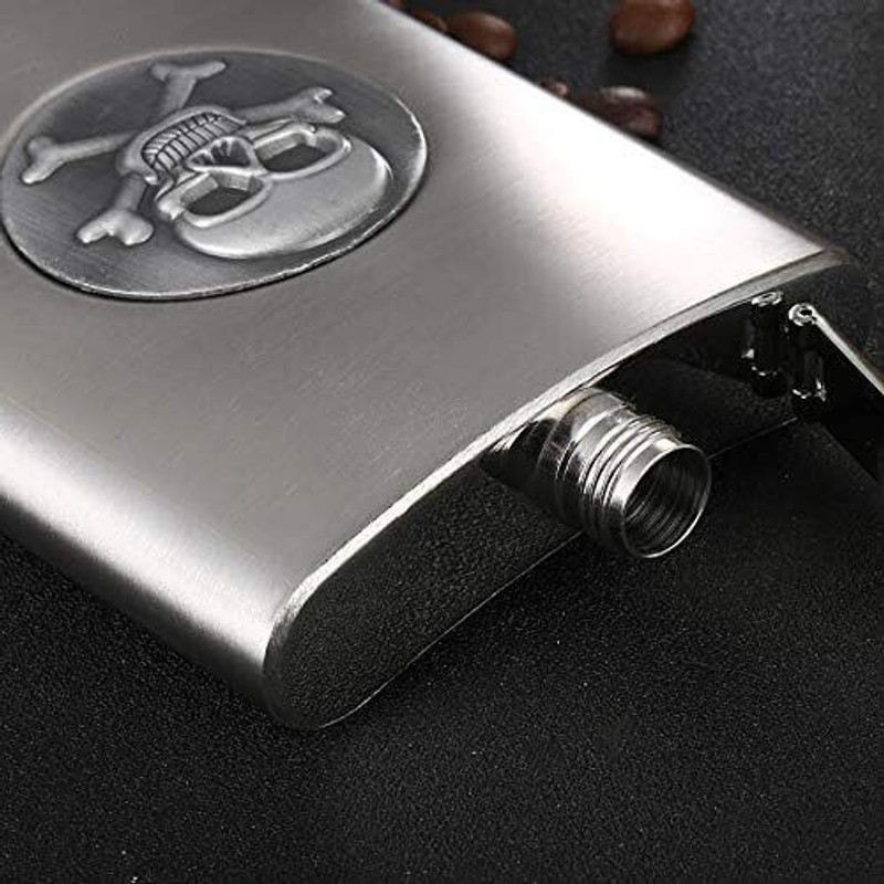 Stadash Stainless Steel Hip Flask 3D Skull Design Liquor Flask, Pocket Alcohol Holder Stainless Steel Hip Flask(236 ml)