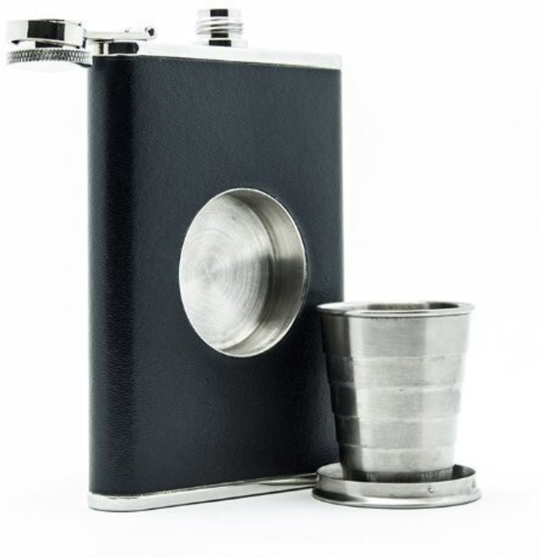 Protos India.Net Hip Flask with a Built-in Collapsible Shot Glass 8 Oz Stainless Steel Hip Flask(210 ml)