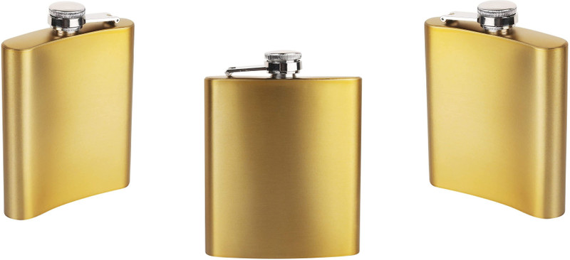 acero inox Stainless Steel and Color coating Hip Flask 7 Oz (206 ml),BLUE SET OF 2 STAINLESS STEEL Hip Flask(207 ml)