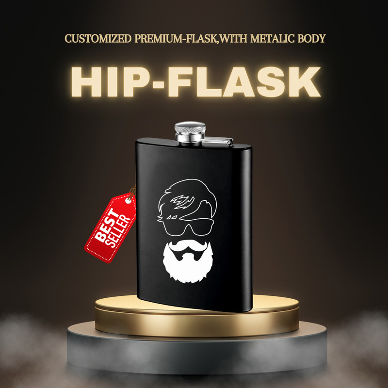 K K CROSI KK CROSI Hip Flask in a matt black finish made with stainless steel stainless steel Hip Flask(210 ml)