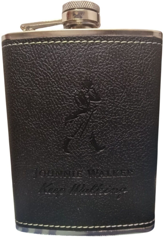 DREAM DZIRE jw brown 01 stainless steel, leather wrap Hip Flask(230 ml)