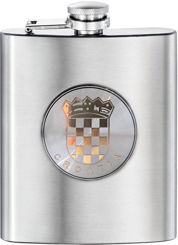 DIVYAMSHOPEE Leak Proof 8oz Stainless Steel Hip Flask for Whiskey, Croatia Design Gift Stainless Steel Hip Flask(30 ml)