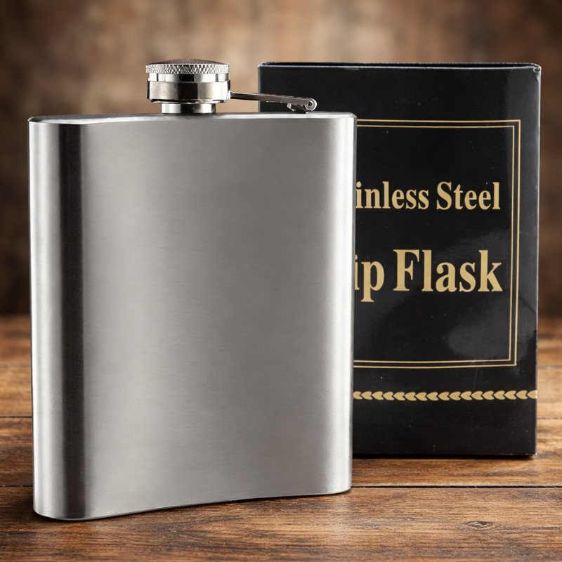 PINOPZA Steel Hip Flask 210ml with Funnel, Leak-Proof Travel Liquor Bottle (Silver) Steel Hip Flask(210 ml)