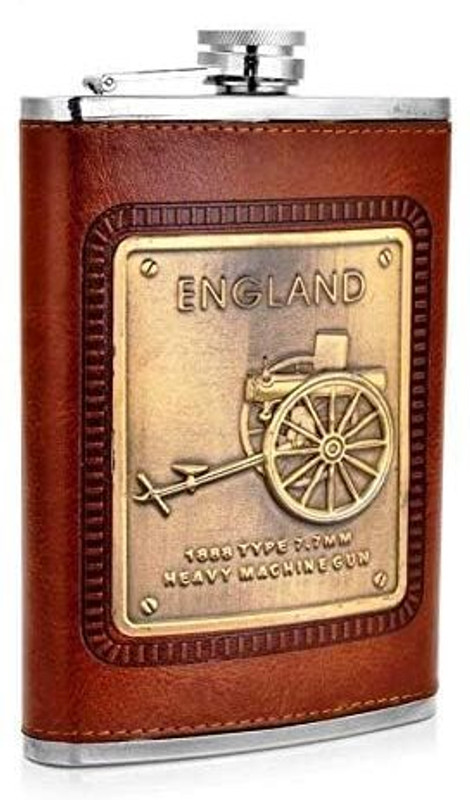 Mahesvara portable drinking flask WITH LEATHER STAINLESS STEEL Hip Flask(236 ml)