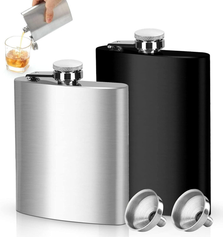 TCKW Stainless Steel Hip Flask Set | Leak-Proof 8oz Liquor Flask with Funnel Stainless Steel Hip Flask(230 ml)