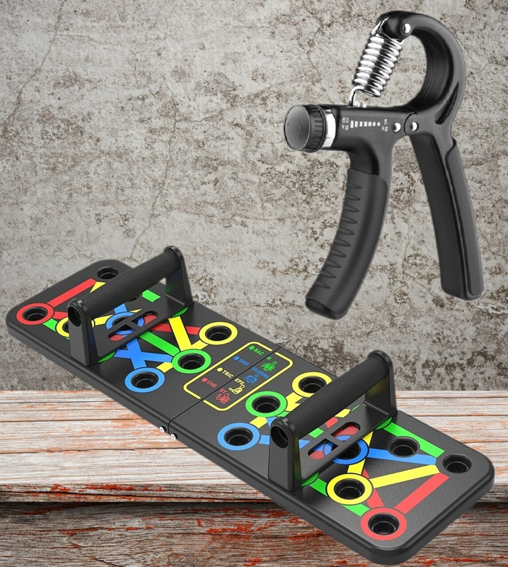 MANROM 15 In 1 Pushup Board: Premium Gym Equipment for Home Workout WITH HAND GRIPPER Home Gym Combo