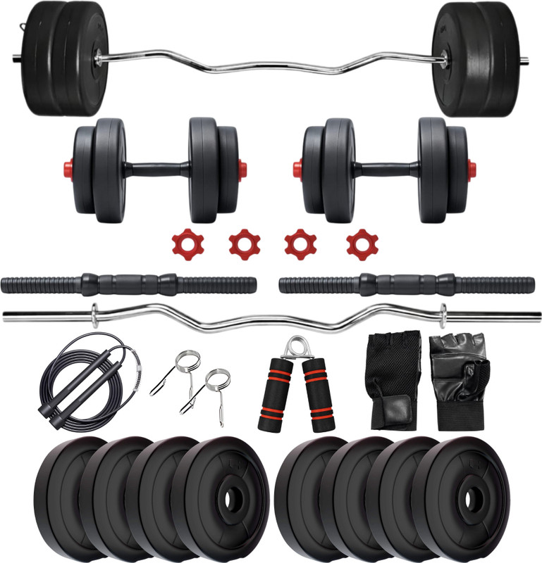 SPIXT 30 kg 30KG PVC Home & Gym Combo 3ft Curl Rod Adjustable Dumbbell Home Gym Combo
