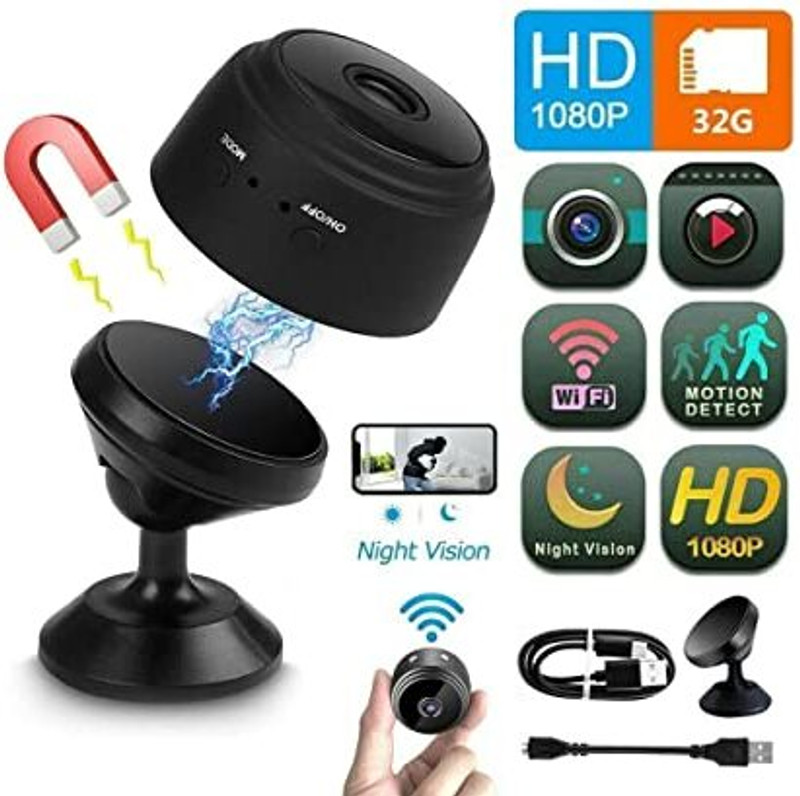 SKY HUB Mini Wireless IP Camcorder Camera HD Video Night Vison Motion Detection Camera Security Camera(32 GB, 1 Channel)