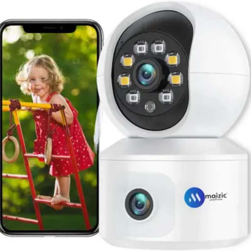 Maizic Smarthome 360° View 4G Sim Based Dual Lens/Dual Screen (2MP+2MP) FHD Smart CCTV Home Security Camera(128 GB, 1 Channel)
