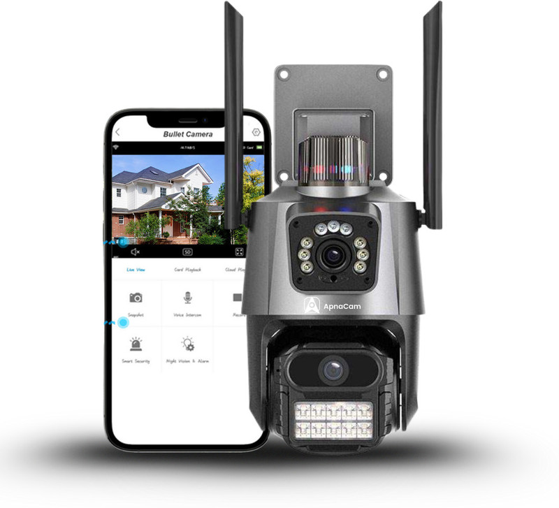 ApnaCam 8MP Dual Lens WiFI PTZ Outdoor Camera Dual Screen Monitoring Security Camera(128 GB, 2 Channel)