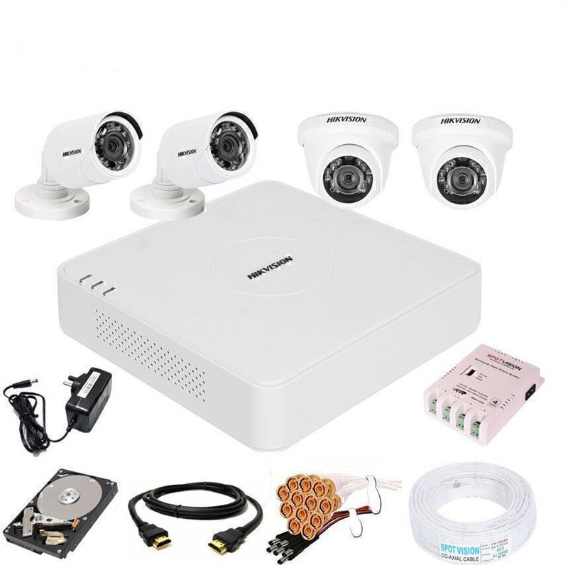 HIKVISION 4 Channel HD DVR 1080p,Indoor Camera 4Pcs,combo set best for home,shop,office Security Camera(500 GB, 4 Channel)