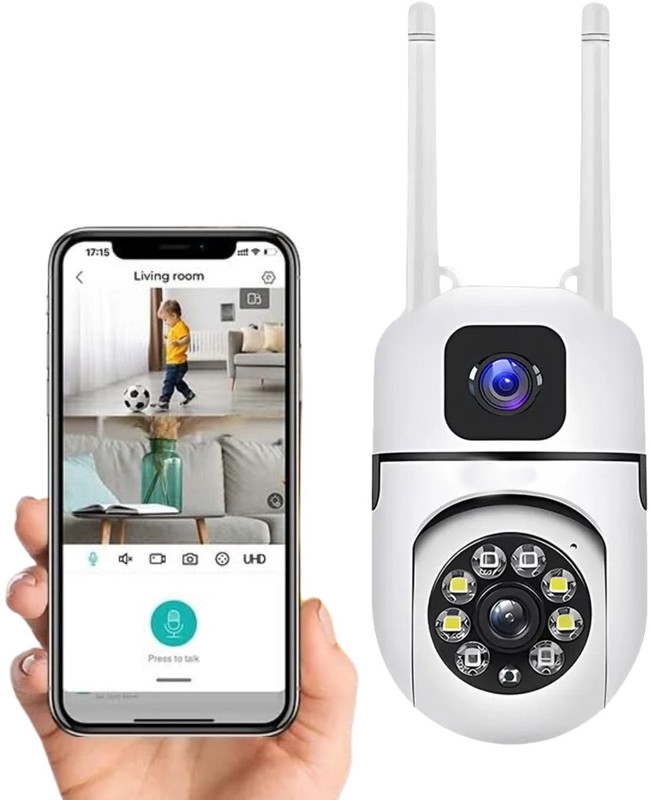 GOSTO Dual Screen 4+4 MP WiFi CCTV Camera with 1440 Px 360° View 3.3 IP Camera Camera(White)