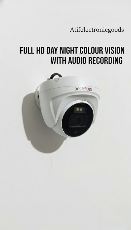 CP PLUS Full HD Dome CCTV Camera |Colour Night Vision|Built-in Mic Audio Recording Security Camera(No GB, 1 Channel)