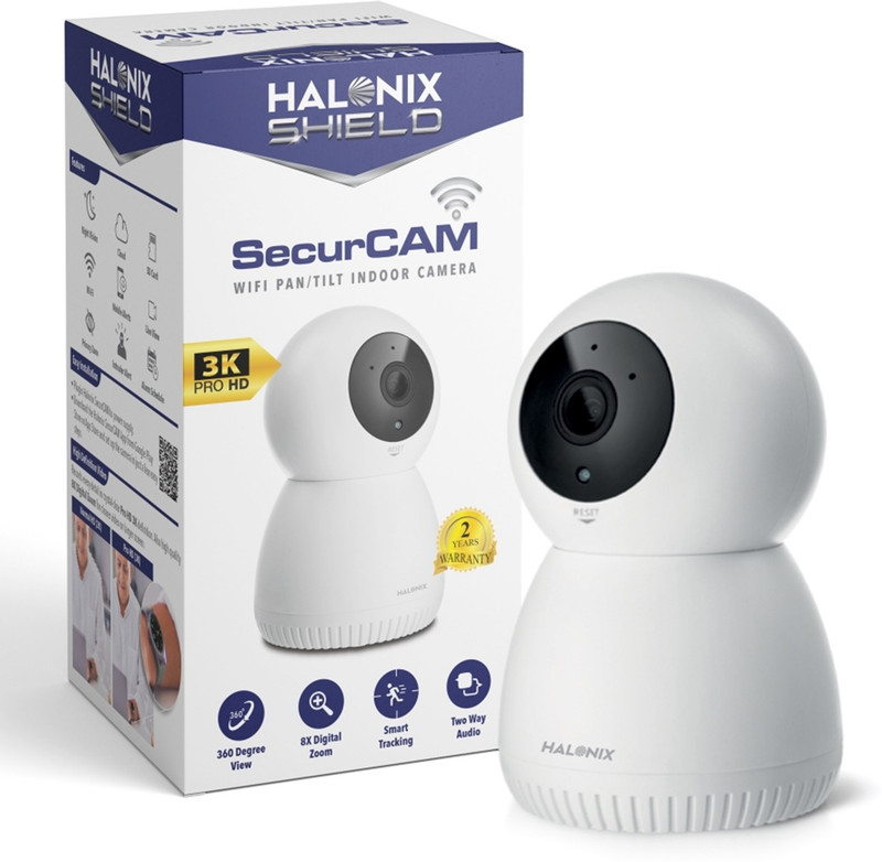 HALONIX SecurCAM Wi Fi, 3K PRO 3MP HD,Pan/Tilt, Night vision, Intruder alert Security Camera(128 GB)