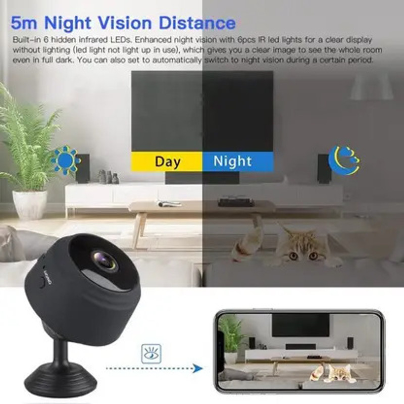 PERAMISYM A9 Hidden Mini Camera – WiFi, Magnetic, Night Vision, Portable Spy Camera(32 GB, 1 Channel)