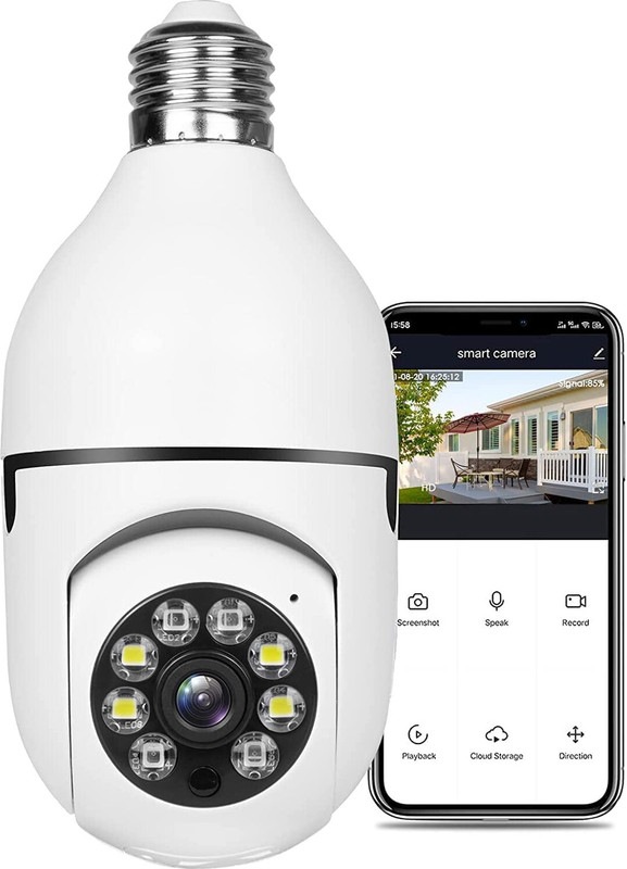 EyeShield 2025 1080p WiFi Wireless PTZ Camera 360° Live View TwoWay Audio Night Vision Sports and Action Camera(White, 5 MP)