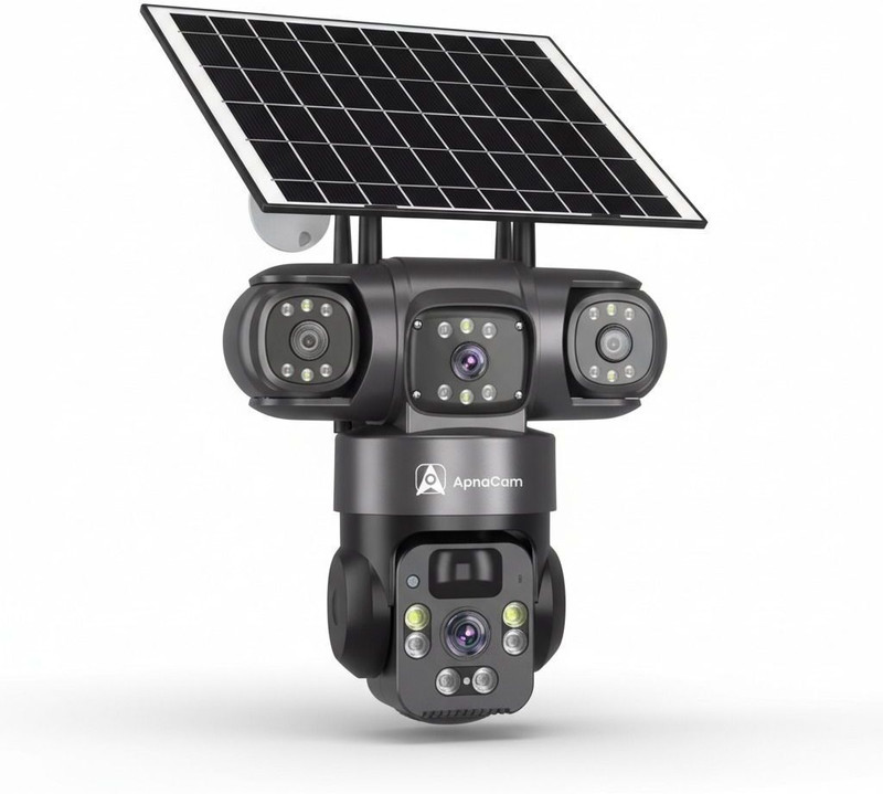 ApnaCam 12+12+12MP FHD 5G Sim Based Solar Battery Powered 3 Screen View Bullet+PTZ CCTV Security Camera(256 GB, 3 Channel)