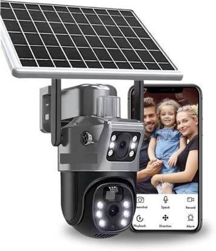 Monrix 5MP FHD 4G Solar Dual Lens Mini Pan-Tilt/Storage 128GB /Cloud CCTV Security Camera(128 GB, 4 Channel)
