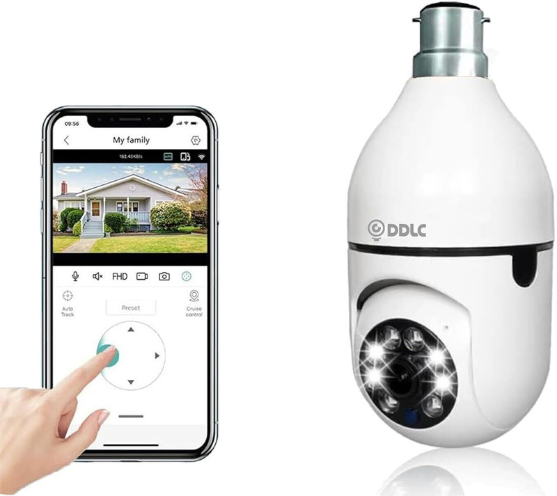 DDLC Wi-Fi Bulb CCTV Camera 1080p Wireless PTZ Bulb Shape Indoor 360° Smart Security Camera(4 Channel)
